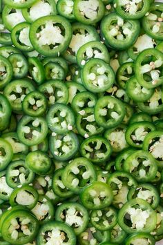 green peppers with white flecks in the middle