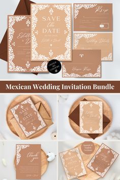 Unique and Beautiful Boho Mexican Talavera Inspired Wedding Invitation Bundle. Modern Wedding destination in Mexico full set of Save the Date, Invitation, Thank You Note, RSVP with QR space, Details Card, Place Card. Super trendy and elegant. Fully customizable. All you need simple designed by Akbaly Talavera Wedding, Vintage Mexican Wedding, Mexican Wedding Invitations, Dream Wedding Invitations, 2026 Wedding, Mexican Inspired Wedding, Talavera Design, Mexican Themed Weddings