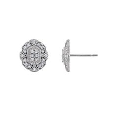 Elegant and charming, these Tiara diamond deco stud earrings are a stunning choice. Elegant and charming, these Tiara diamond deco stud earrings are a stunning choice. Nickel free Metal: 10k white gold Backings: post Packaging: boxed Plating: rhodium Finish: polished Diameter: 9.15 mmDIAMOND DETAILS Total weight: 1/4 ct. Shape: round Setting: prong Diamond weights are approximate. Diamond Total Weights may vary between .01 and .13 ct. Some diamonds consist of fewer than 17 facets. Gemstones may Art Deco White Gold Diamond Earrings With Brilliant Cut, Elegant Oval Diamond Earrings, Elegant Oval Brilliant Cut Diamond Earrings, Elegant Platinum Cluster Earrings For Anniversary, Elegant Oval Diamond White Diamond Earrings, Elegant Oval Diamond White Earrings, Classic Diamond Cluster Earrings For Formal Events, Classic Platinum Cluster Earrings For Anniversary, Diamond White Diamond Earrings With Pave Setting For Formal