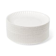 white paper plates stacked on top of each other in the shape of a round bowl