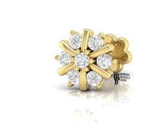 a yellow gold ring with four diamonds