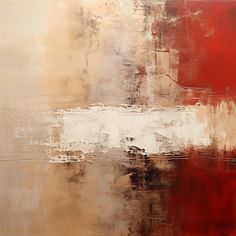 an abstract painting with red, beige and white colors