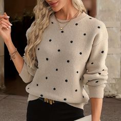 https://temu.to/k/eirtoo3i381 via @shoptemu Basic Sweaters, Rubber Shoes, Basic Long Sleeve, Blue Gems, Polka Dot Pattern, Free Clothes, Summer Shirts, Crew Neck Sweater, Long Sleeve Sweater