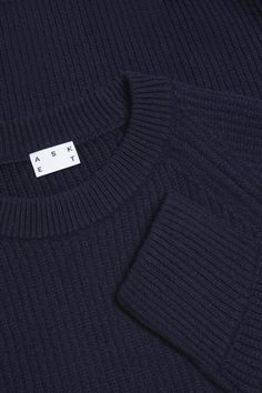 Dark Navy Heavy Wool Sweater | 100% Recycled Wool- ASKET Everyday Merino Wool Sweater With Ribbed Collar, Everyday Wool Sweater With Ribbed Cuffs, Cozy Wool Sweater With Ribbed Collar, Everyday Wool Sweater With Ribbed Collar, Black Outfit Men, Half Cardigan, Raw Denim Jeans, Men Fashion Casual Shirts, Fashion Journals