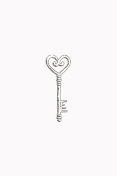 a drawing of a key with a heart on it