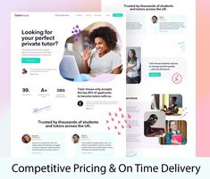 the landing page is designed to look like it has an image of a woman on her laptop