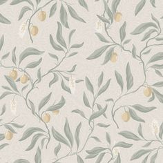 S10191 Vinnie sage green, Villa Dalarš II by Sandberg Wallpaper Beige Bank, Swedish Wallpaper, Painted Branches, Lychee Fruit, Kitchen Aesthetics, Sage Green Wallpaper, Sandberg Wallpaper, Nina Campbell, Drops Patterns