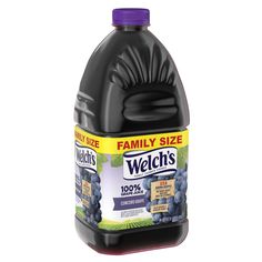 a bottle of wechs blueberry juice on a white background with the words family size