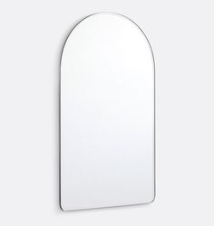 an oval shaped mirror is shown against a white wall and has no reflection on it