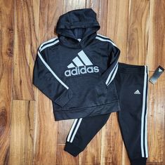 Nwt Bin Pn Adidas Cotton Activewear For Fall, Black Adidas Long Sleeve Activewear, Adidas Black Long Sleeve Activewear, Adidas Cotton Activewear For Winter, Black Fleece Adidas Hoodie, Black Winter Activewear, Fleece Joggers, Adidas Black, Black Adidas