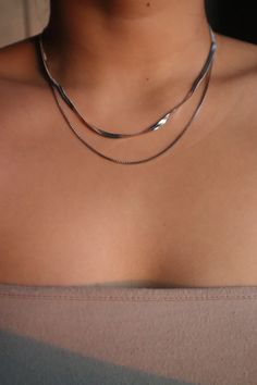 SS Silver Chain Layers Necklace – Cutethingscommin Silver Minimalist Layered Necklace With Double Chain, Simple Silver Clavicle Chain Necklace, Minimalist Silver Necklace With Double Chain, Minimalist Silver Double Chain Necklace, Trendy Sterling Silver Double Chain Necklace, Minimalist Silver Chain Necklace For Everyday, Trendy Silver Delicate Chain Necklace, Simple Silver Delicate Chain Necklace, Everyday Layered Silver Chain Necklace