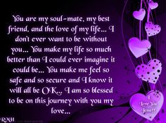 a purple background with hearts and the words you are my soul mate, my best friend