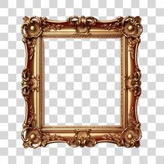 an ornate gold frame on a transparent background