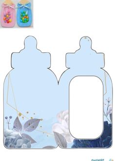 two paper cut outs with flowers and butterflies on them, one has a blue background