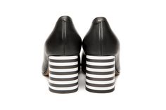 This is perfect pair of black mid hells. Made of the softest Italian leather and set on the 60 mm block striped heel they are MUST HAVE pair in every women collection and it makes them always the best gift for her. With elegant cut of heart shape they truly presents phrase: Shoe love is true love! Simple but full of elegance they will transform your everyday look into something completely different. Signature with striped heel, they are unique and recognizable as you are. Wear them with anything Chic Striped High Heel Shoes, Chic Striped High Heel, Chic Striped High Heels, Leather Drawstring Bags, Elegant Pumps, Shoes Party, Mid Heels Pumps, Black Block Heels, Best Gifts For Her