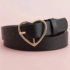 Size 12-16 Super Cute Black Belt With Gold Heart Never Worn! Nice Belts, Gold Belts, Silver Belts, Metal Heart, Faux Leather Belts, Metal Belt, Genuine Leather Belt, Black Heart, Trendy Fashion Women