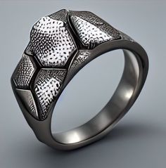 ♦ geometrical organic inspired ring ♦ The ring was designed with computer aided design tools and printed in today's most advanced precision 3d printer for jewelry. refined and polished with traditional tools this ring a piece of wearable high tech art. ♦ materials: Sterling silver 925 or 14k white gold or platinum ♦ the ring is available in all ring sizes ♦ The ring can be customized in a variety of gold color combinations: rose, yellow, white and black, and with a variety of gem sizes and types Gold Color Combination, Fantasy Ring, Rustic Rings, Faceted Ring, Nature Inspired Rings, Organic Rings, Luxury Rings, Textured Ring, Jewelry Manufacturers