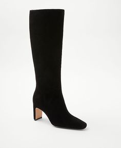 Made in rich suede, our blade heel boots rise to any occasion. Pointy toe. Padded footbed for complete comfort. 7" shaft circumference. 3" heel.,Imported:Imported,Fabrication:Suede High Blade Heel Suede Boots by Ann Taylor Size regular - 5 Black Women's Medium, Boots, Footwear, Suede Black Suede Knee-high Boots For Fall, Winter Black Suede Knee-high Boots, Black Suede Knee-high Boots, Black Suede Knee-high High Heel Boots, Black Suede Boots With 4-inch Heel, Knitted Suit, Ann Taylor Dresses, Suede Fashion, Black Heel Boots