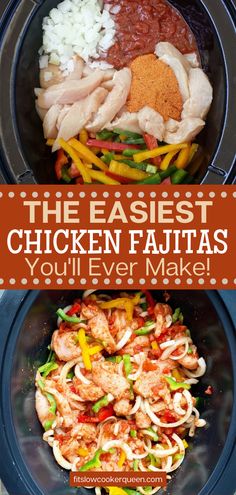 Love chicken fajitas but want something that you can toss in your slow cookerThis recipe is seriously so easy and they taste AMAZING Slow Cooker Chicken Fajitas, Chicken Fajitas Recipe, Easy Chicken Fajitas, Easy Chicken Recipe, Fajitas Recipe, Chicken Fajita Recipe, Fajita Recipe, Crockpot Dishes