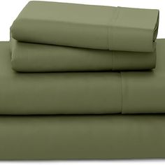 the sheets and pillowcases are made in an ultra - soft, deep green color