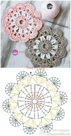 crocheted doily patterns and instructions to make them look like they have been made from yarn