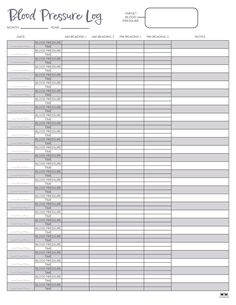 the blood pressure log is shown in this file, and it has an empty space for writing