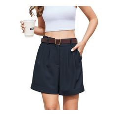 Asklazy Women Fashion 2024 Casual Summer Shorts with Pockets Loose Flowy Shorts Size: XL.  Color: Blue.  Gender: female.  Age Group: adult. Summer Dressy Casual, Trouser Shorts, Shorts Comfy, Work Trousers, Flowy Shorts, Casual Summer Shorts, Tailored Shorts, Plus Size Activewear, Fashion 2024