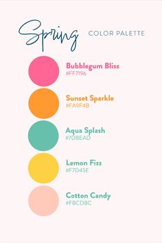 Radiate Energy with a Spring Personality Bright And Cheerful Color Palette, Goodnotes Color Palette Bright, Cheerful Colour Palette, Summertime Color Palette, Fun Palette Color, Girly Color Pallete, Bright Logo Color Palette, Spring Bright Palette, Sherbert Color Palette