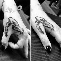 two pictures of hands with tattoos on them