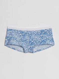 Gap Women's Stretch Cotton Shorty Blue Lagoon Floral Seamless Stretch Cotton Pajama Shorts, Stretch Summer Boxer Briefs For Daywear, Cotton Stretch Pajama Shorts, Gap Cotton Bottoms For Daywear, Seamless Cotton Pajama Shorts For Summer, Summer Cotton Bottoms With Elastic Band, Gap Bottoms For Daywear In Summer, Gap Bottoms For Summer Daywear, Gap Summer Daywear Bottoms