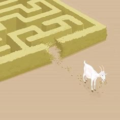 an animal that is standing in front of a maze