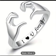 New! Lettering Hand Heart Adjustable Ring, "I Love You Forever", Lovely Ring, Ideal Choice For Gifts Cheap Heart-shaped Rings For Gifts, Symbolic Heart-shaped Rings For Valentine's Day, Cute Heart-shaped Valentine's Day Rings, Angel Rings, Heart-shaped Metal Ring Gift, Heart-shaped Metal Rings For Valentine's Day, Angel Ring, Hand Heart, Heart Hands