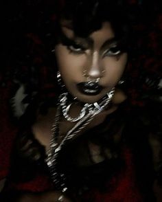 dfxdxfxxxdxfxxxf Trad Goth Black Women, Whimsical Goth Aesthetic, Goth Lipstick, Poc Goth, Bratz Fairy, Black Bratz, Afro Goth, Afro Punk Fashion