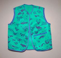 "Here is a very unique vintage canvas vest from Bostwana.  It's in great condition with no tears or stains.  Turquoise canvas with blue trim and small front pocket on the left side.  Size is women's small or men's XS.  Chest measures 19.\"  Please inquire if you have any questions.  Thanks for checking out the listing!" Blue Cotton Vest With Pockets, Canvas Vest, Blue Trim, Vintage Canvas, Botswana, Bird Prints, Sewing Inspiration, Turquoise Blue, Blue Bird