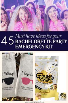 bachelor party emergency kit with the text, must have ideas for your bachelor party and how to use it