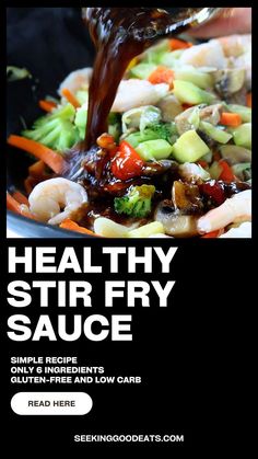 The BEST healthy stir fry sauce (low carb keto)! A simple yet flavorful six-ingredient sauce that you can use on just about any Asian recipe. Perfect in any stir fry whether you use chicken, seafood, pork, beef, or just vegetables! It also makes a great marinade! This low carb keto stir fry sauce works for just about anyone looking for a healthy stir fry recipe.