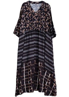 Style Black Print Long Maxi DressFabric: Blended Size & Fit: Fit: This garment fits true to size.Length: Size 3XL measures 52.26"from shoulder to hemBust: Great for any cup size. Waist: Loose Fit. Comfortable room throughout midsection.Hip: Loose Fit - room for hips. Hand Wash Cold. Oversized Black Patchwork Dress, Black Patchwork Short Sleeve Maxi Dress, Black Short Sleeve Maxi Dress With Patchwork, Black Patchwork Maxi Dress With Short Sleeves, Black V-neck Maxi Dress With Patchwork, Black Midi Lagenlook Dress, Black Lagenlook Maxi Dress For Fall, Black Relaxed Fit Midi Dress For Fall, Comfortable Room