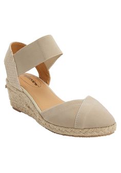 The perfect summer espadrille for easy warm-weather wear featuring a comfortable stretch upper and supportive ankle strap. Note: There will be variations in the print due to the individualistic nature of the pattern Stretch elastic upper and ankle strap for all-day comfortPadded insole for comfortSkid-resistant outsole for a better grip1/2" jute-wrapped platform; 2 1/4" stable jute-wrapped wedge heel Comfortable summer espadrilles available in full and half sizes 7-11, 12 M; 7-11, 12 W; 7-11, 12 Half Shoes, Espadrille Sneakers, Spring Essentials, Nice Clothes, Closed Toe Shoes, Wide Width Shoes, Womens Summer Shoes, Weather Wear, Wide Shoes