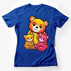 Cute Bear Family T-Shirt, Colorful Mom Bear and Cubs, Kids and Adults Casual Wear Female T-Shirt Custom graphic T-Shirt.Customize your color Bear And Cubs, Mom Bear, Dino Shirt, Unicorn Graphic, Gifts For Surfers, Bear Family, Classic Cartoon Characters, Casual Shirt Women, Bear Graphic