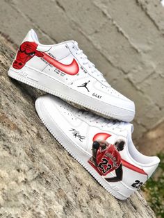 "Custom Nike AF1 The \" Jumpman\" Sneakers Michael AIR Jordan & Scottie Pippen -OUR WORK All of my artworks are handpainted and unique! This is the reason why i prefer to paint everytime different designs. The shoes are ordered in to be painted according to your custom requirements. The photos in this listing are an example so as to understand the quality and the details that my artworks have. They are totally hand painted using special Angelus acrylic colours and special LK finisher, one of Custom Shoes Nike, Jordan Custom, Air Jordan Nike, Nike Sneakers Mens, Alternative Shoes, Painted Sneakers, Custom Nike Shoes, Custom Nike, Baskets Nike