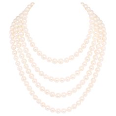 The 75” Japanese Akoya pearl necklace consists of 205 round pearls (Pinctada Fucata) of 8.5/9mm diameter. The pearls display a lovely nacre, lustre, and iridescence. The necklace is held together by a handmade 18 carat white gold clasp decorated with round diamonds of top quality (F/G-VVS). The clasp is signed EG. Jewellery Displays, Pearl Rope, Japanese Pearls, Akoya Pearl Necklace, Pearl Strands Necklace, Pearl Jewels, Long Pearl Necklaces, Cultured Pearl Necklace, Antique Necklace