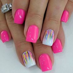 Nails Design Short, Nails Hot Pink, Mani Ideas, Pretty Nail Art Designs, Pink Nail Designs, Short Acrylic Nails Designs, Hot Nails, Dipped Nails, Kandy