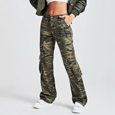 44511139004638|44511139037406|44511139070174|44511139102942 Camouflage Straight Leg Pants With Multiple Pockets, Straight Leg Camouflage Pants With Multiple Pockets, Camouflage Cargo Pants With Straight Leg, Military Style Jeans With Side Pockets For Streetwear, Military Style Cotton Jeans For Fall, Casual Camouflage Jeans With Pockets, Fitted Camouflage Jeans Casual Style, Military Straight Leg Jeans With Cargo Pockets, Camouflage Military Cargo Jeans