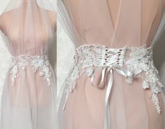 Color: ivory Lace size: width 8-20cm. You can choose the type of belt tie: 1. Handmade buttons. 2. Handmade buttonholes and corset cord. 3. Tulle belt. The width of the belt 50cm, the length of the belt 3m. 4. Organza belt. Belt width 8cm, belt length 3m. Elegant Lace Wedding Corset Belt, Elegant Wedding Lace Corset Belt, Fitted Lace Bridal Belt For Bride, Fitted Lace Bridal Belt For Ceremony, Fitted White Lace Bridal Belt, White Fitted Lace Bridal Belt, Lace Bridal Belt For Ceremony, Lace Bridal Belt With Sashes For Wedding, White Lace Bridal Belt For Ceremony