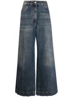 high-rise flared jeans from ETRO featuring blue, cotton, denim, whiskering effect, flared design, signature Pegaso motif, embroidered logo to the rear, belt loops, high waist, concealed fly and button fastening, classic five pockets and floor-length.This piece fits true to size. We recommend you get your regular sizeModel is 1,75m / 5ft 8in wearing size 27 (WAIST CM) Mens Fall, Flared Jeans, Sweaters Knitwear, Emilio Pucci, Jeans Brands, Denim Pant, Womens Fall, Denim Top, Lanvin