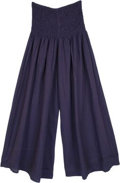 A lightweight cotton wide leg palazzo pants with a smocked waist.  These navy blue pants feature a smocked elastic waist for a comfortable fit. #tlb #SplitSkirtsPants #vacationclothing #bohemianfashion #WideLegPants #NavyPants #VacationPants Indigo Wide Leg Pants With Elastic Waistband, Cotton Culottes With Elastic Waistband, Casual Blue Bottoms With Smocked Back, Navy Wide Leg Cotton Pants, Blue Wide-leg Harem Pants With Elastic Waistband, Casual Full-length Culottes With Elastic Waistband, Navy Wide-leg Pants With Elastic Waistband, Blue Wide Leg Pants With Elastic Waistband, Solid Cotton Wide Leg Pull-on Pants