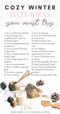 a poster with text that says cozy winter date ideas you must try