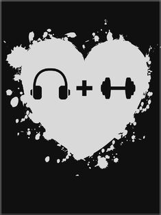 a heart with headphones in the shape of a crossfit symbol on it