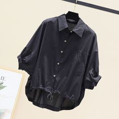 Yipinpay Summer New Bat Sleeve Shirt Women Loose Casual Hem Waist Short Sleeve Blouse Solid Crop Tops Half White Shirts Lady – yipinpay Batwing Sleeve Shirt, Short Blouses, Korean Design, Half Shirts, White Shirts Women, Short Sleeve Shirt Women, Blouse Models, Bat Sleeve, Collars For Women