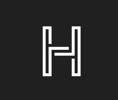 the letter h is made up of thin lines on a black background with white letters